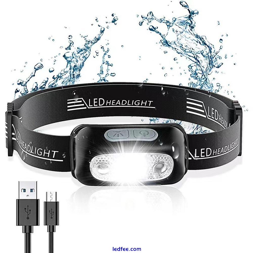 Super Bright Head Torch Waterproof LED Headlight USB Headlamp Rechargeable 0 