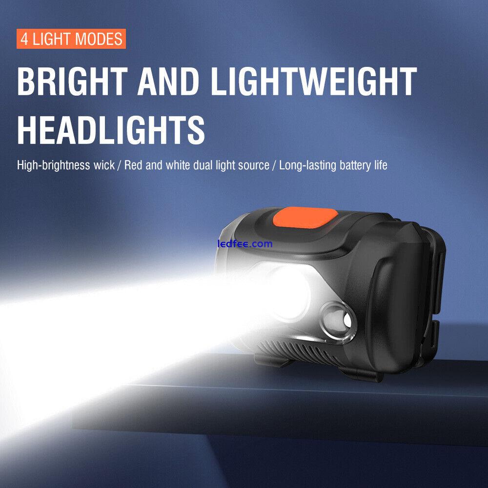 2x Super Bright LED Headlamp Head Torch Red Light Flashlight 4 Mode Camping Lamp 4 