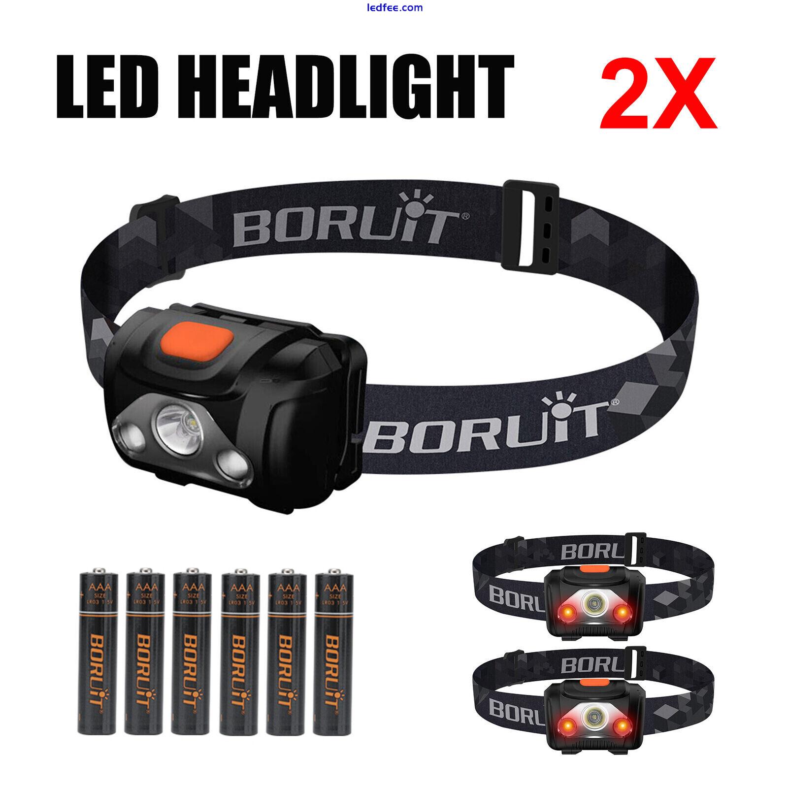 2x Super Bright LED Headlamp Head Torch Red Light Flashlight 4 Mode Camping Lamp 5 