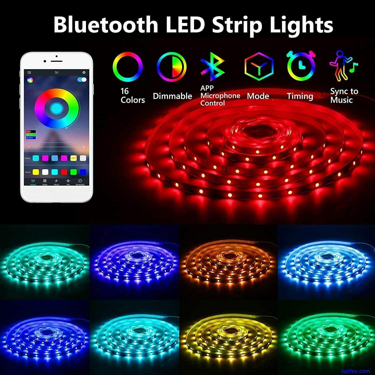 LED Strip Lights 5050 RGB Light Colour Changing Tape Cabinet TV USB Bluetooth UK 4 