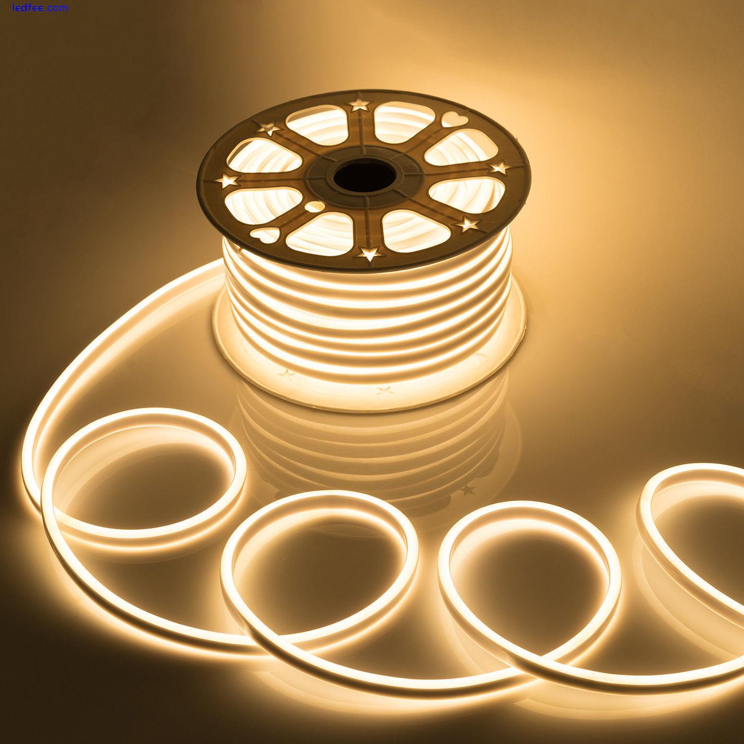 Double Sided 220V Neon LED Strip Rope Light Waterproof Flexible Outdoor UK Plug 1 
