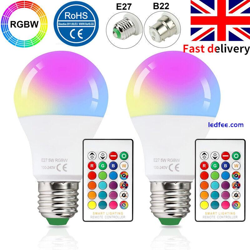 2PCS LED Light 16 Colour 10/18W RGB Bulb Rainbow Changing Remote Control E27 B22 0 