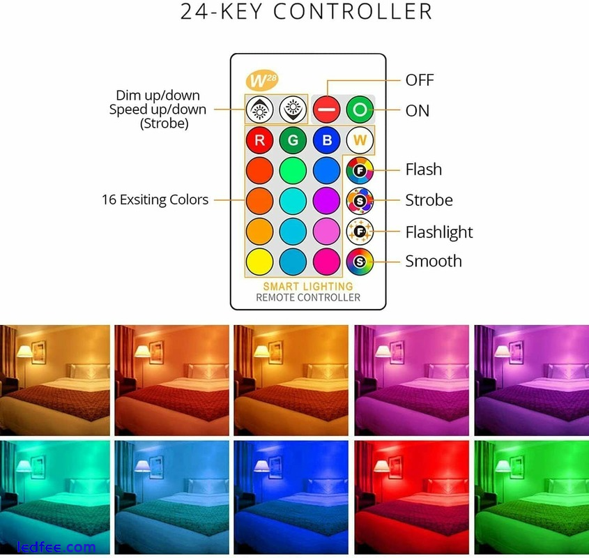 2PCS LED Light 16 Colour 10/18W RGB Bulb Rainbow Changing Remote Control E27 B22 4 