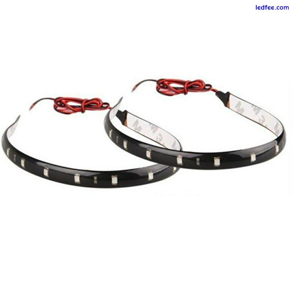 4X 12 LED Flexible Strip White Light 5050 SMD IP65 Waterproof 12V Car Home 30cm 3 