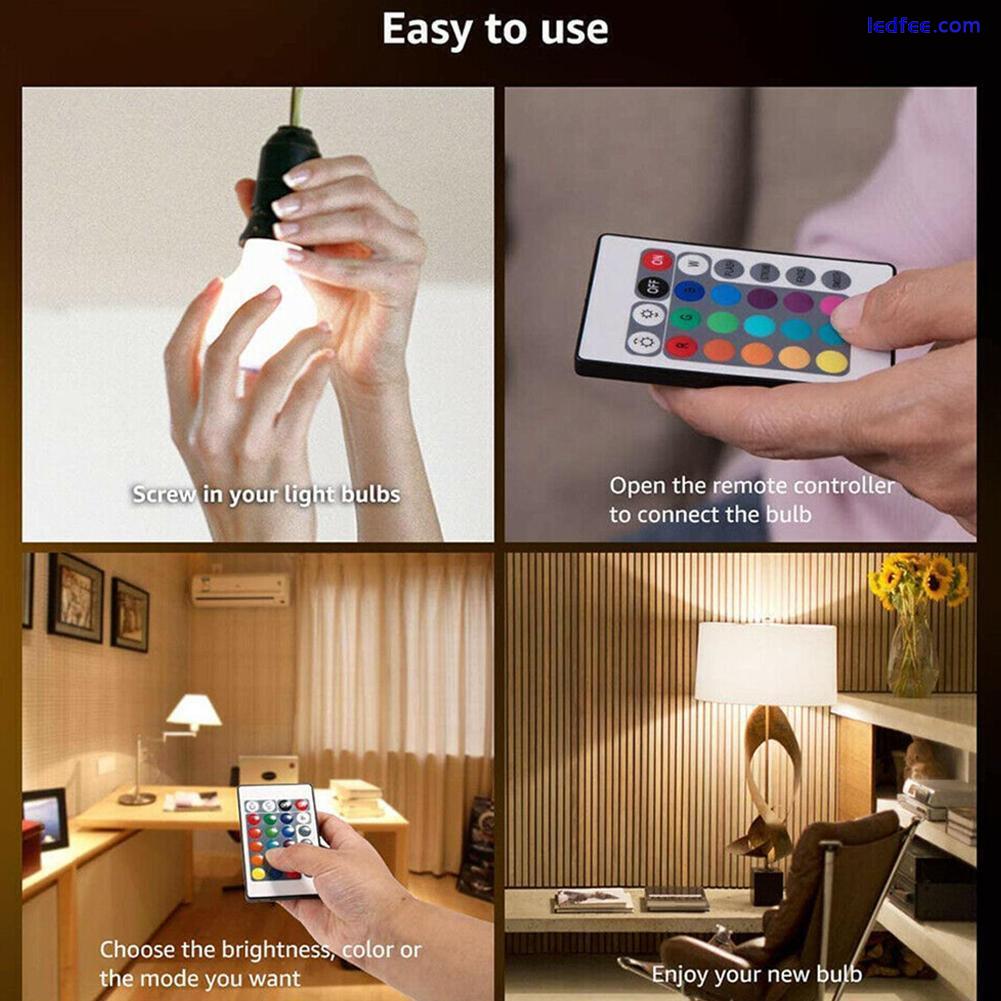 RGBW LED Light Bulb 16 Color Changing Dimmable E27 Lamp With Remote Control DIY 3 