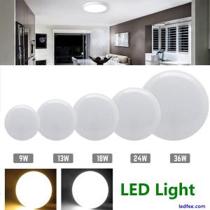 LED Ceiling Light Bright Round Pane Living Bathroom Wall Panel Lamp 9W 18W 24W