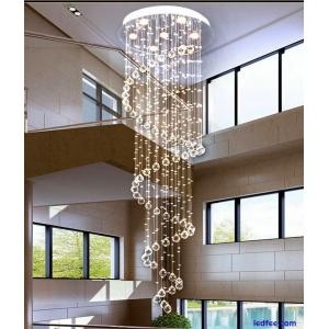 Luxury LED Crystal Spiral Pendant Lamp Ceiling Light Stair Chandelier Loft