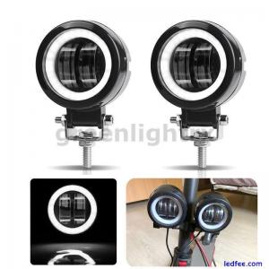 2X 3in LED Work Light Bar Spot Offroad Pods Driving White Angel Eye Halo UTV ATV