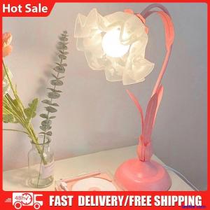 Flower LED Desk Lamp French Romantic LED Night Light White Glass Decorative Lamp