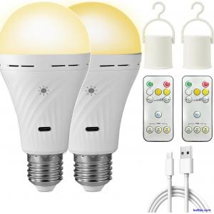 Emergency LED Light Bulb Dimmable Rechargeable Remote Control Lamp USB Touch AC