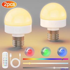 2X USB Rechargeable Light Bulb Remote Control E27 Colorful Dimmable LED Lamp RGB