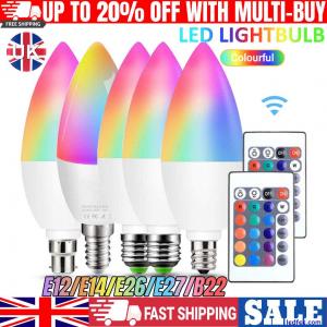 Smart LED Light Bulb E14 E27 B22 Candle RGB Dimmable With Remote Control UK
