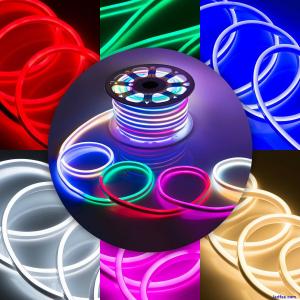 Double Sided 220V Neon LED Strip Rope Light Waterproof Flexible Outdoor UK Plug