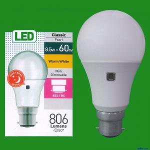 8.5W = 60W LED GLS Dusk Till Dawn Sensor Security Night Light Bulb BC B22 Lamp