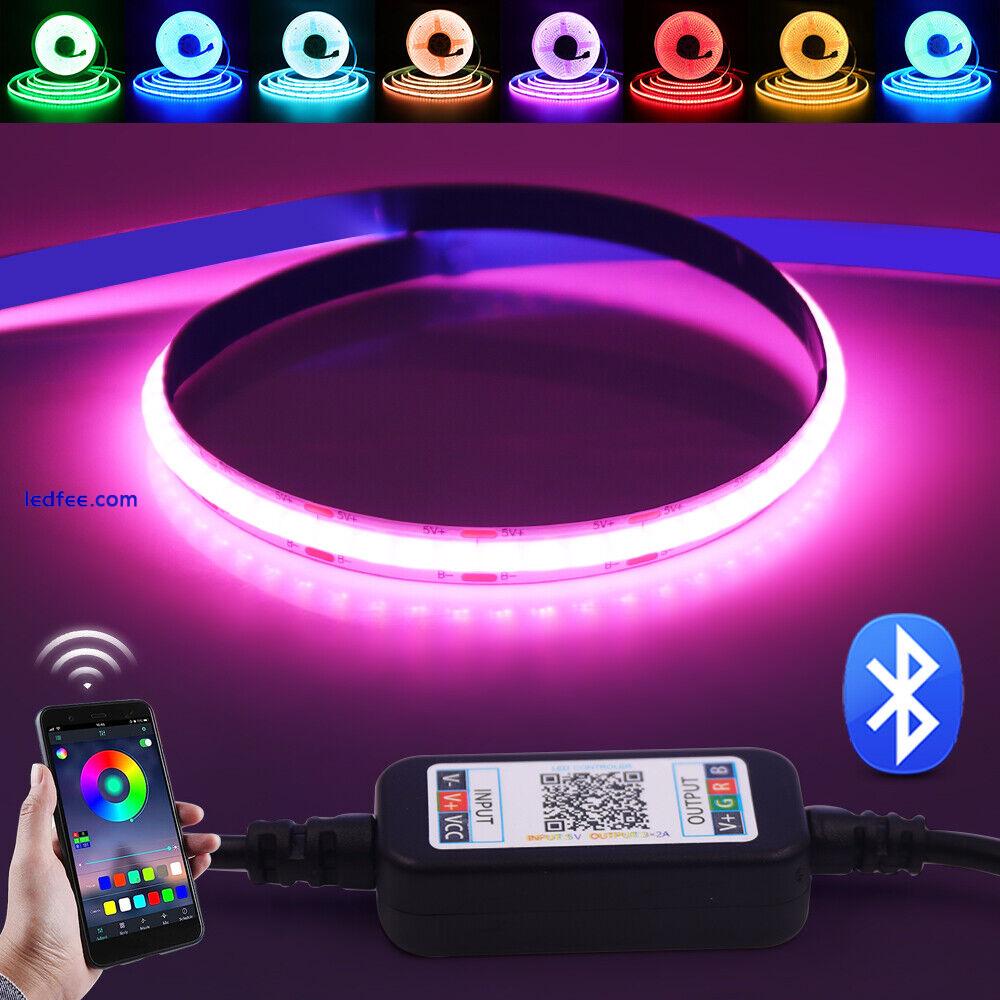 RGB COB LED Strip Lights 5050 RGB Light Colour Changing Cabinet TV USB Bluetooth 2 
