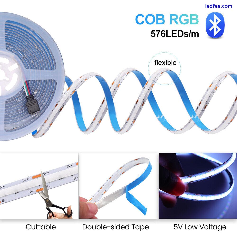 RGB COB LED Strip Lights 5050 RGB Light Colour Changing Cabinet TV USB Bluetooth 4 