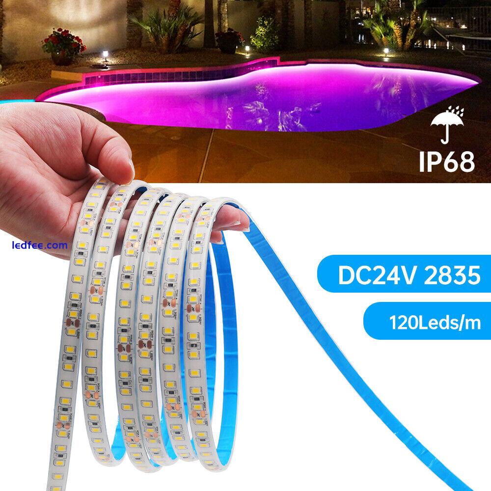 LED Strip Lights 24V 2835 Tape IP68 Waterproof Outdoor Lighting Self Adhesive UK 0 