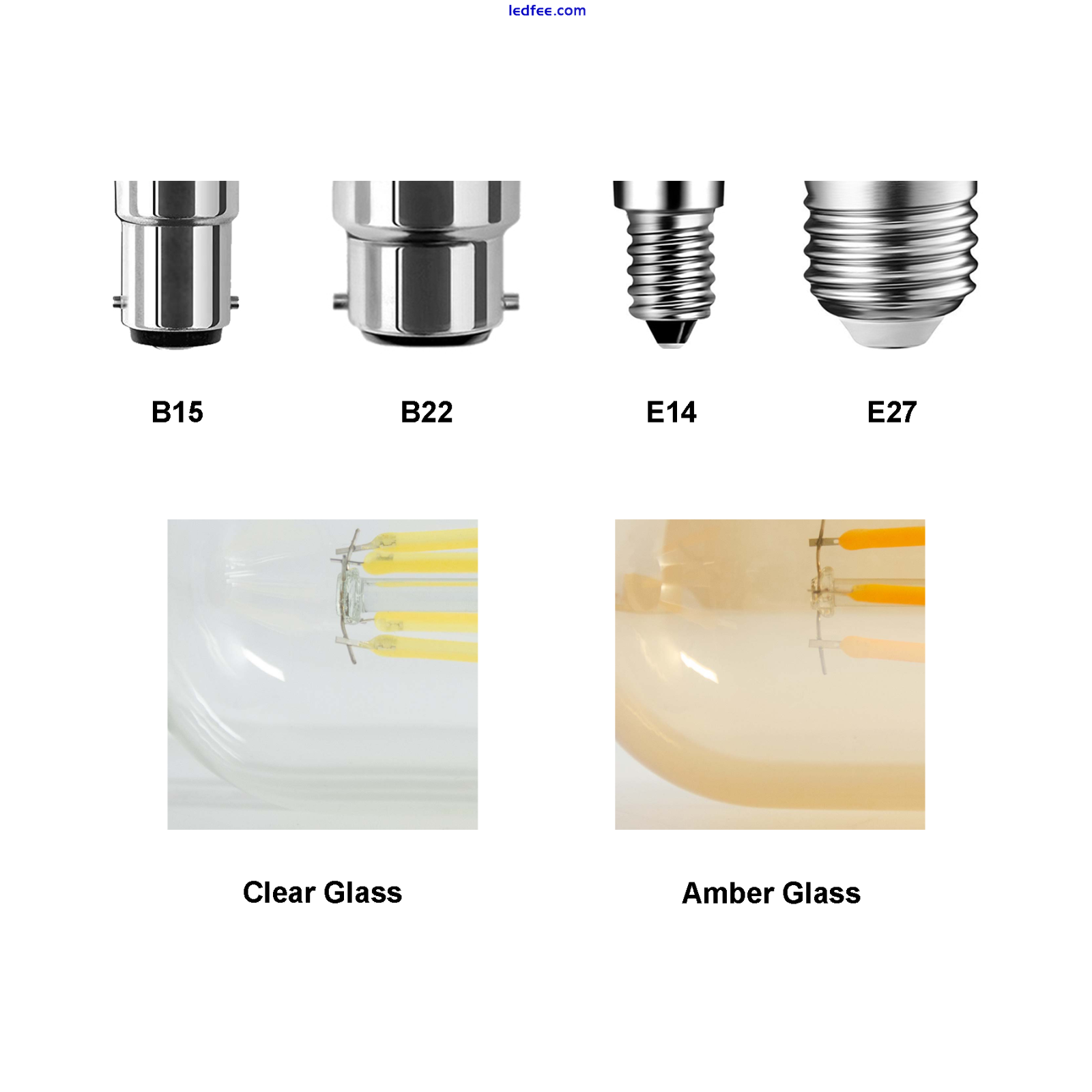 LED Filament Bulbs E14 E27 B15 B22 Dimmable Clear Amber Glass Industrial Light 0 