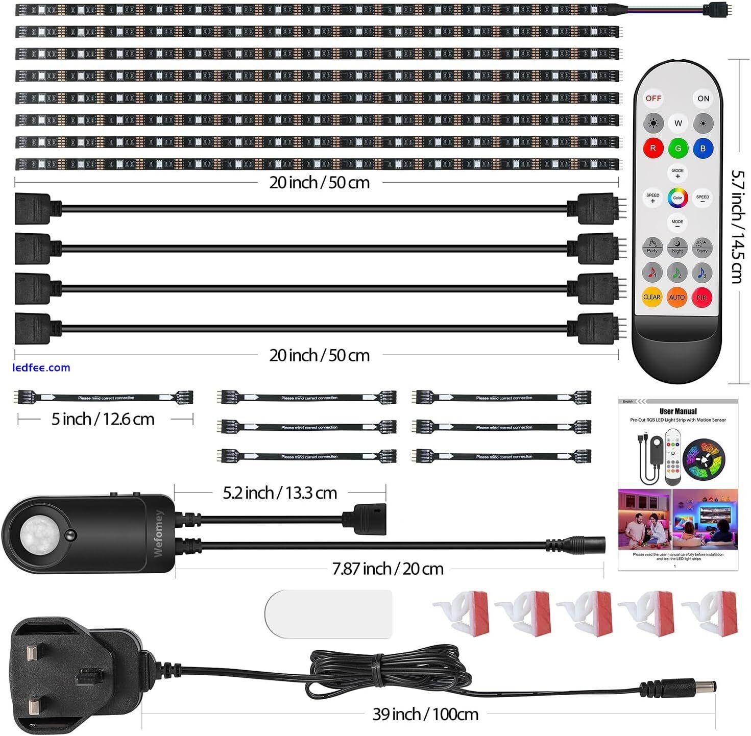 RGB Under Cabinet Strip Lights Kit, Motion Sensor LED Strip Lights with Remote 5 