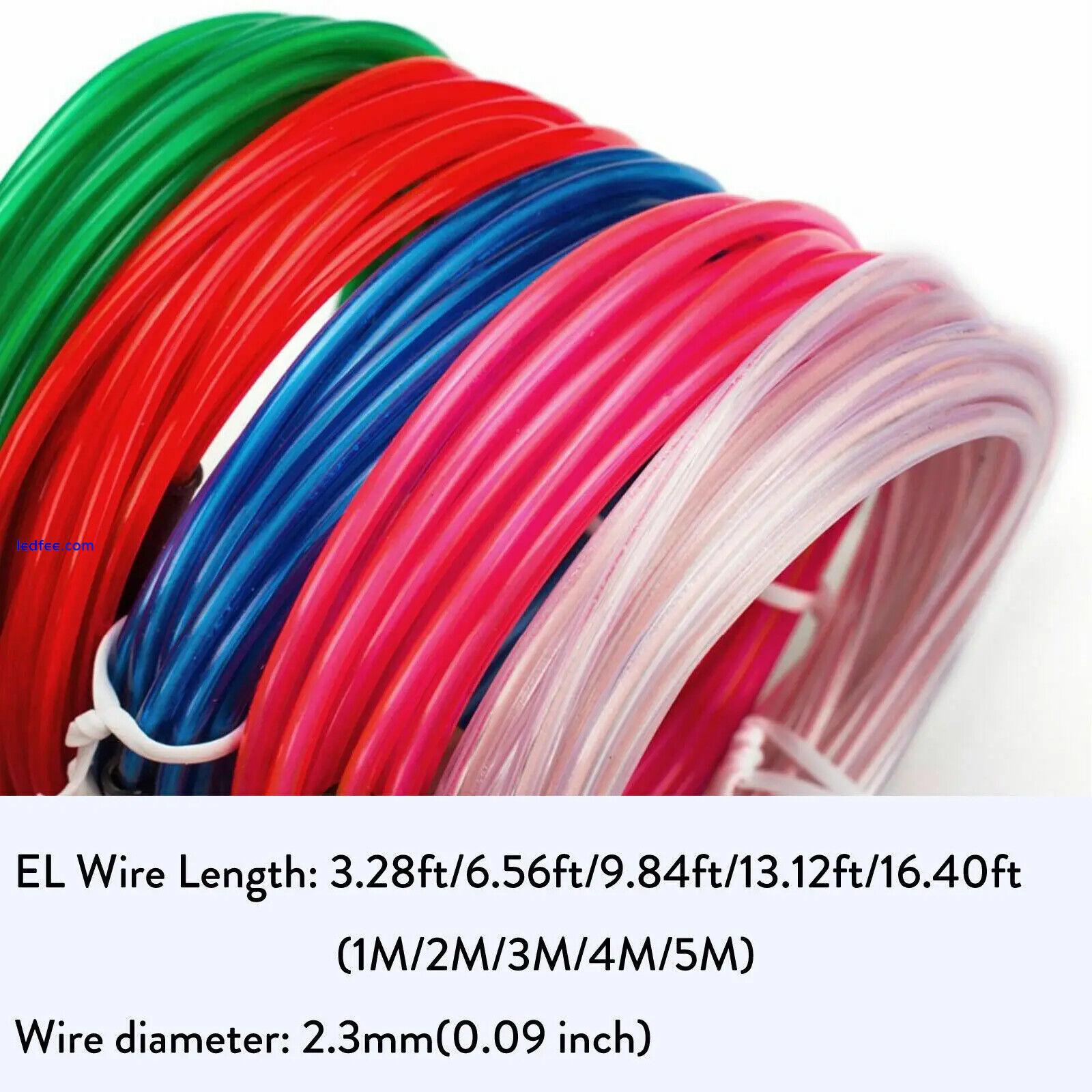 EL Wire 5m 4m 3m 2m LED Strip Flexible Neon 5V 3V 12V Waterproof Rope For Decor 0 