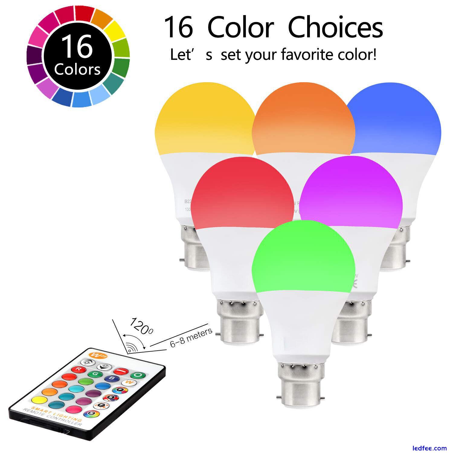 10W RGB Led Light Bulb 16Colour Changing Remote Controlled B22 Bayonet Lamp 2 