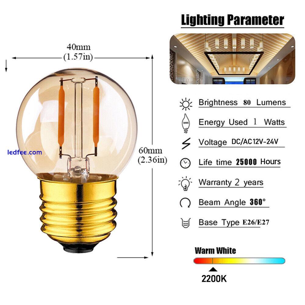 12V 24V 1W 6W E27 E14 Vintage Retro COB LED Filament Light Bulbs Glass Lamps RE 0 