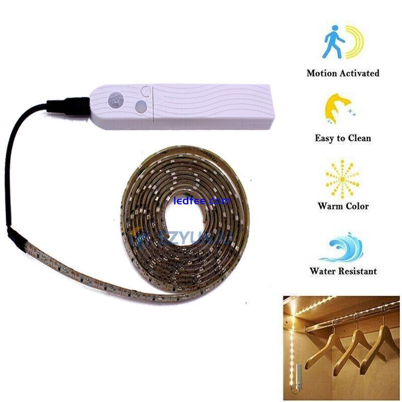 PIR Motion Sensor LED Strip Light 5V USB Battery Powered 60LED/m 2835 Flexible 0 