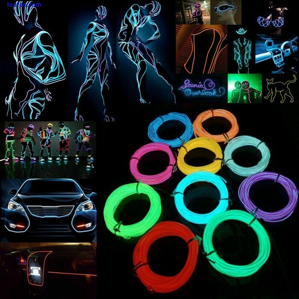 Flexible 1M 2M 4m 5M LED Neon Light Glow EL Wire Strip tube Rope Home Car Decor 5 