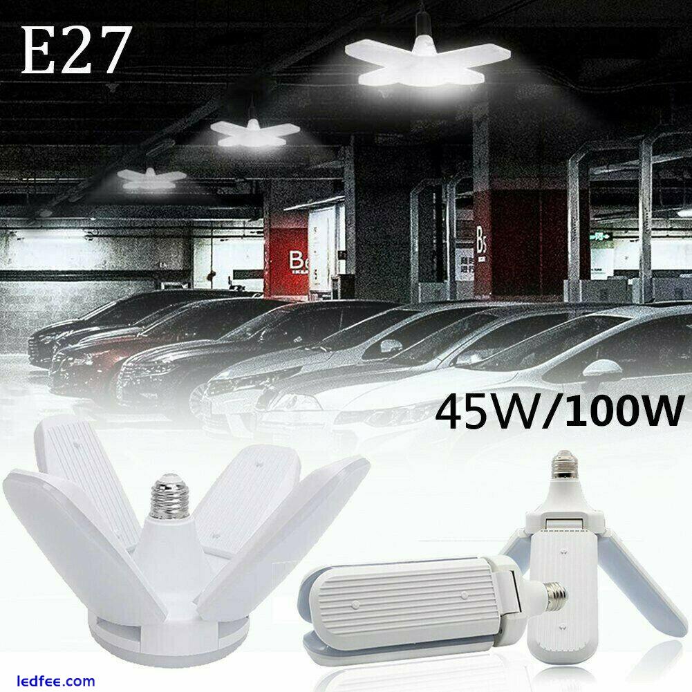 E27 Deformable LED Garage Light Bulb Ceiling Fixture Lights Shop Workshop Lamp 0 