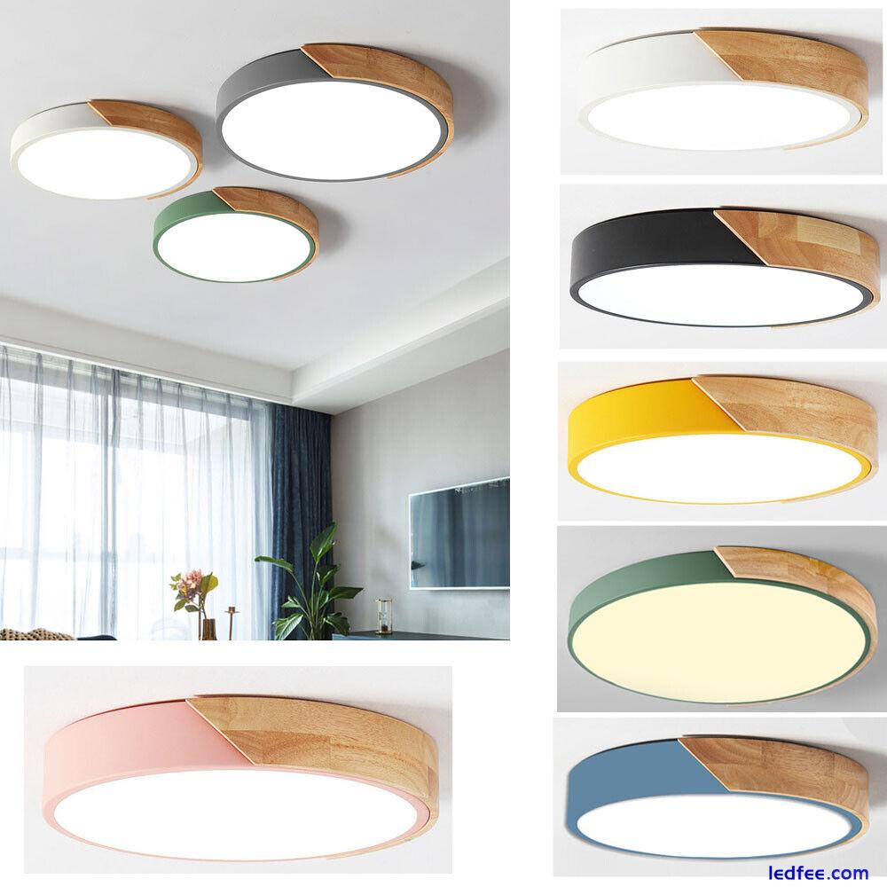 Ultra-thin LED Ceiling Light Wood Shell Wall Lamp Flush Mount Living Room Modern 0 