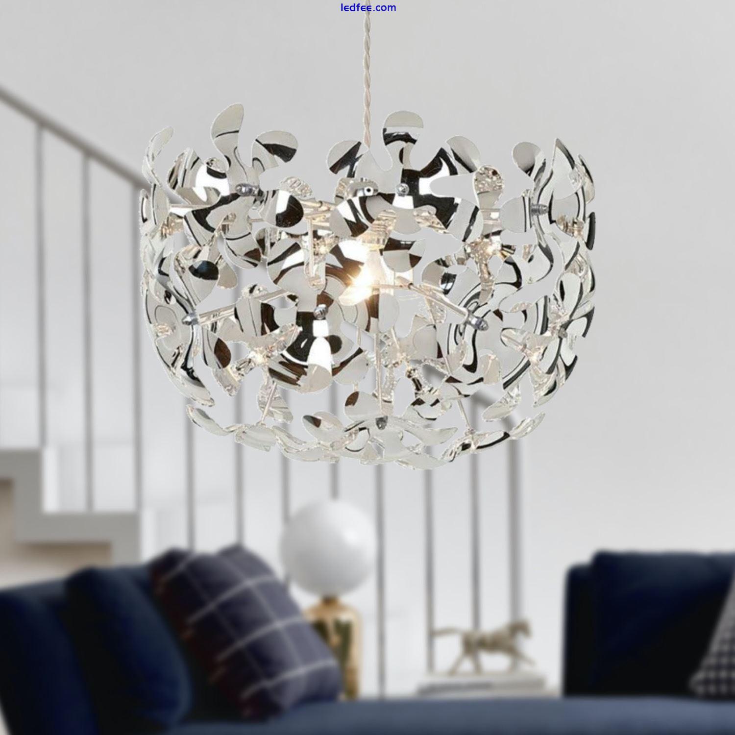 Modern Chrome Petal Ceiling Light Shade 40cm Easy Fit Pendant Shade 3 