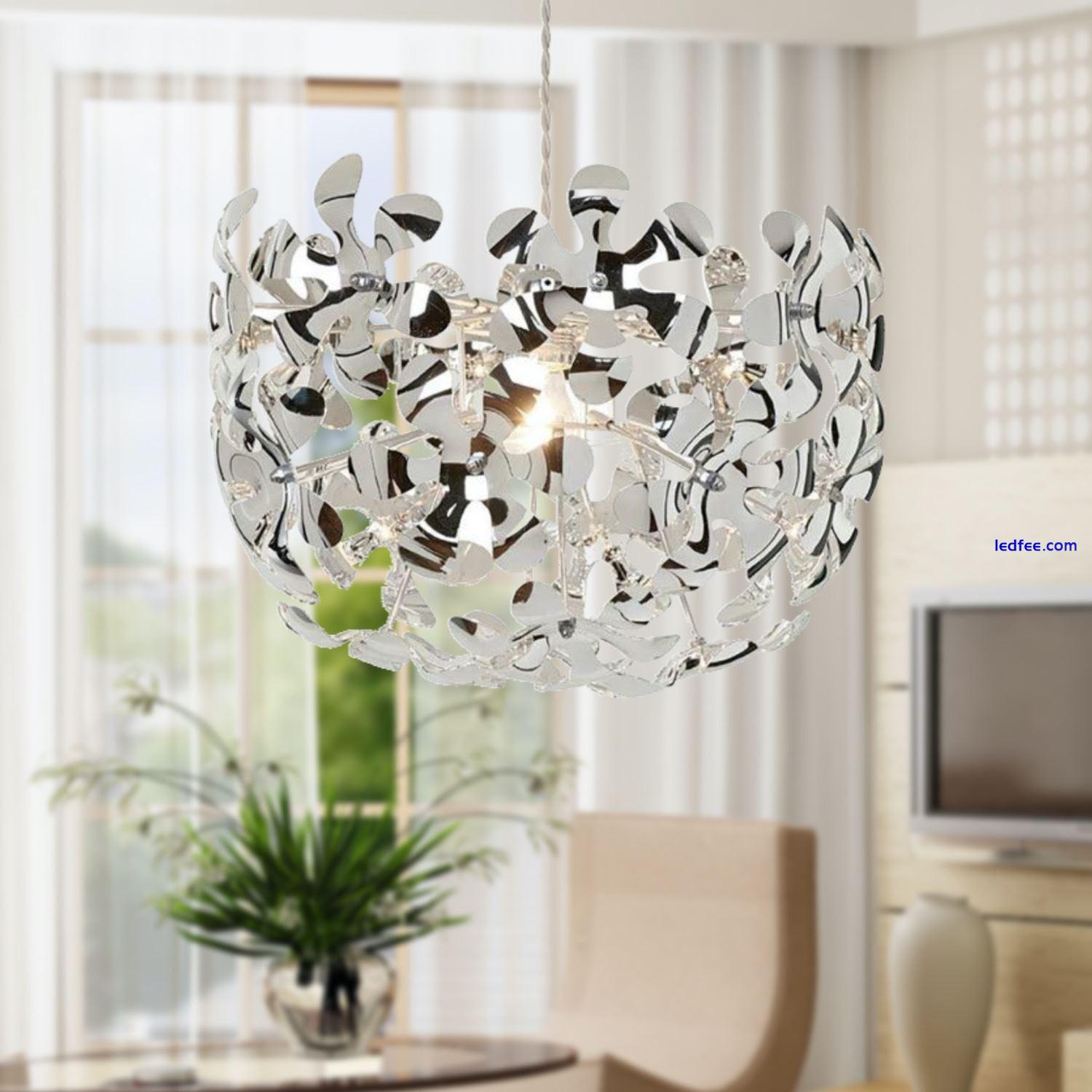 Modern Chrome Petal Ceiling Light Shade 40cm Easy Fit Pendant Shade 2 