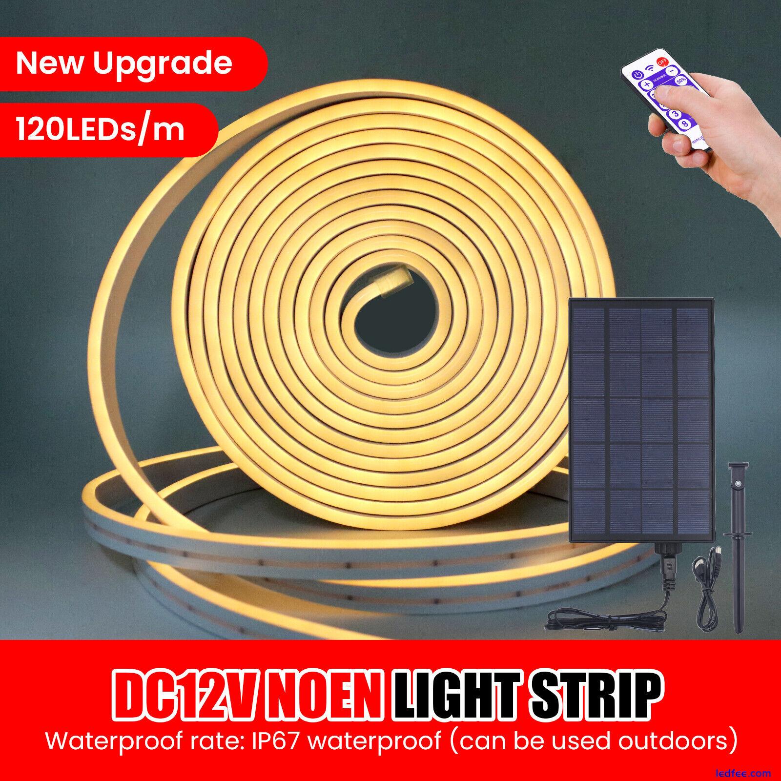 12V Solar LED Strip Neon Flex Rope Light Waterproof Flexible Outdoor Lighting UK 3 