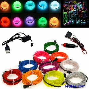 Flexible 1M 2M 4m 5M LED Neon Light Glow EL Wire Strip tube Rope Home Car Decor