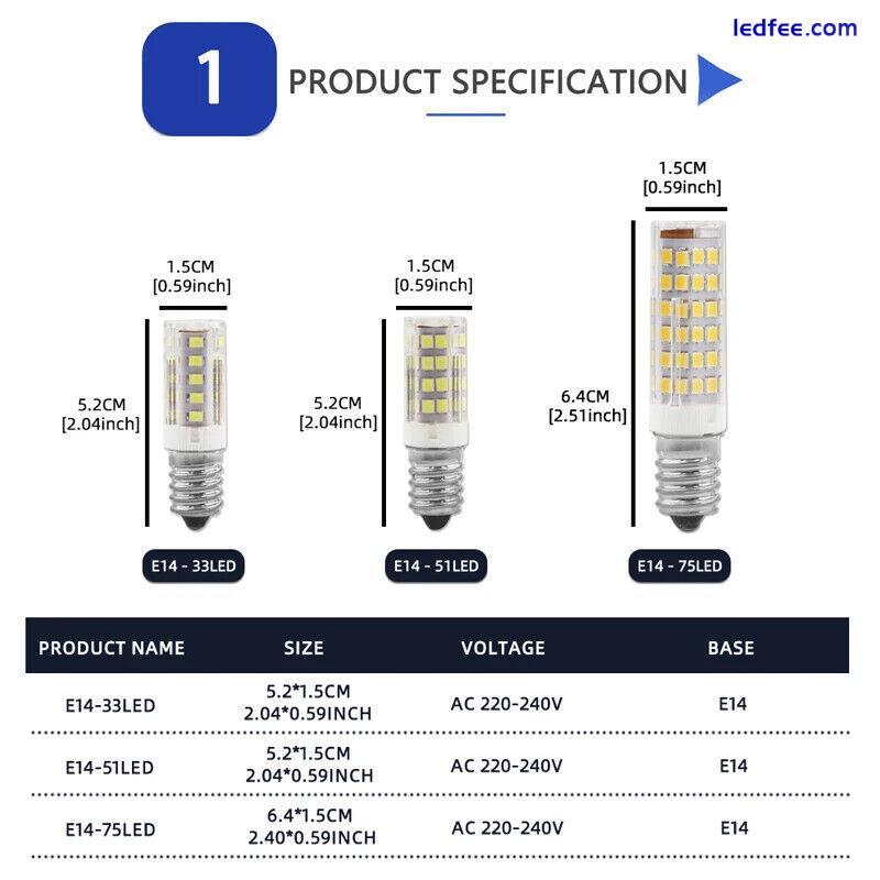 E14 LED Bulb Small Screw 3W 5W 7W Cool Warm White Light for Kitchen Hood Fridges 2 