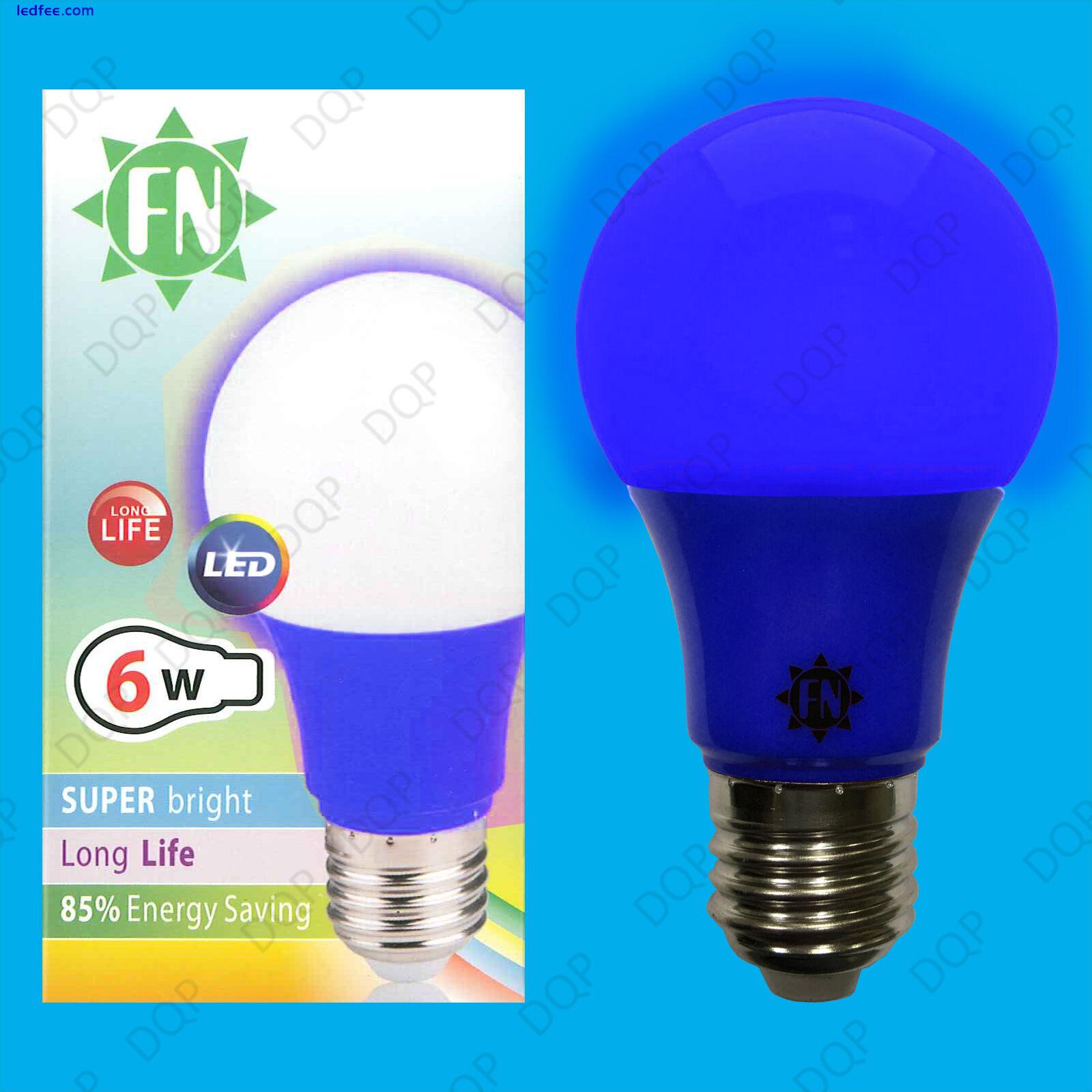 2x 6w LED Coloured Lamp GLS E27 Light Bulb Choose Between Red Yellow Green Blue 3 