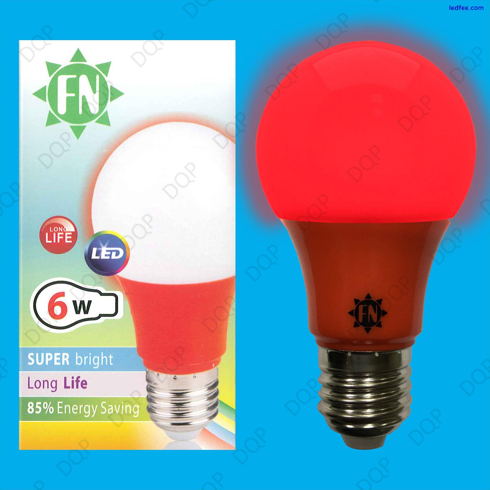 2x 6w LED Coloured Lamp GLS E27 Light Bulb Choose Between Red Yellow Green Blue 1 