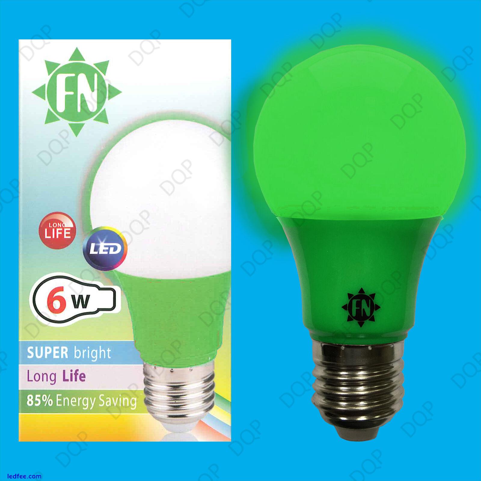 2x 6w LED Coloured Lamp GLS E27 Light Bulb Choose Between Red Yellow Green Blue 5 