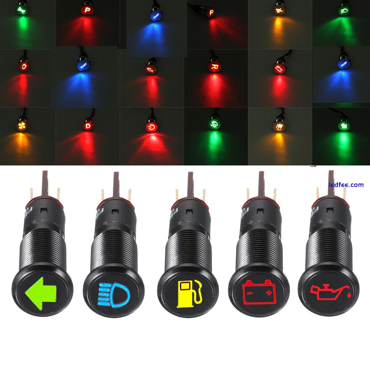 8/10/12/16mm 12V 24V LED Indicator Warning Light Car Dash Dashboard Panel Pilot 3 