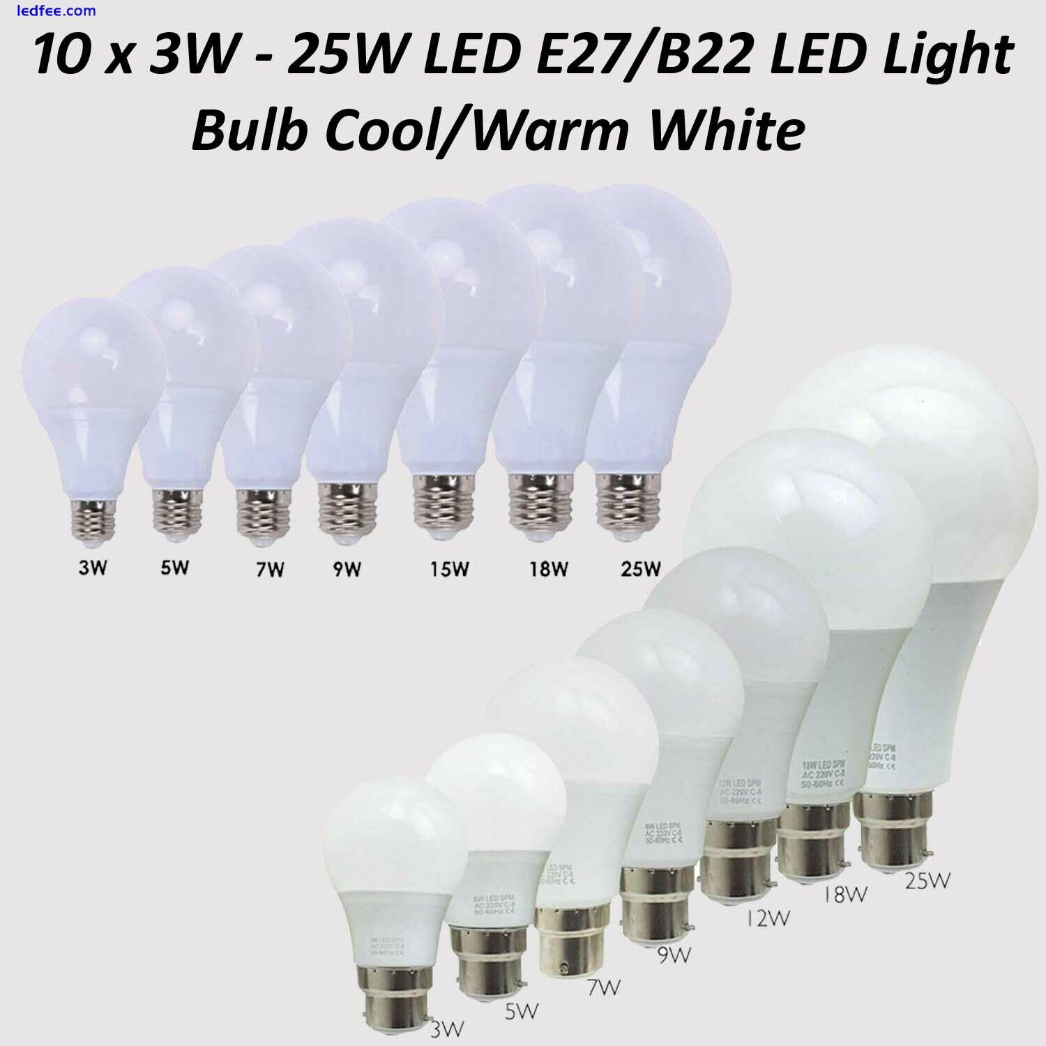 1/5/10 x 3W - 25W LED Bulb E27/ B22 Bayonet GLS Lamp Light Bulbs Cool Warm White 1 