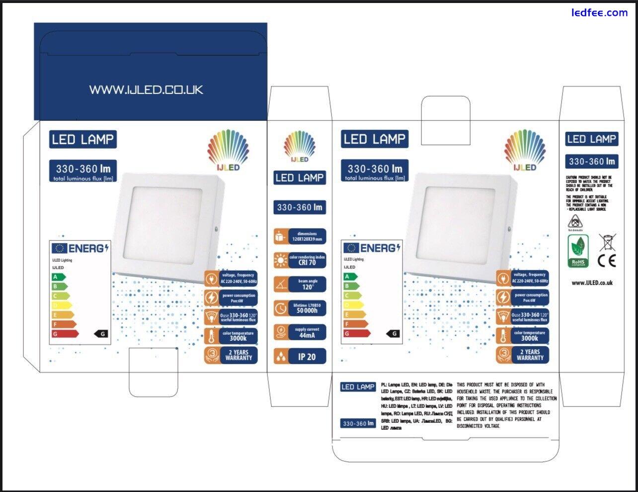 LED Surface Mount Ceiling and Wall light -6W/12W - 3000K 4000K- Square 4 