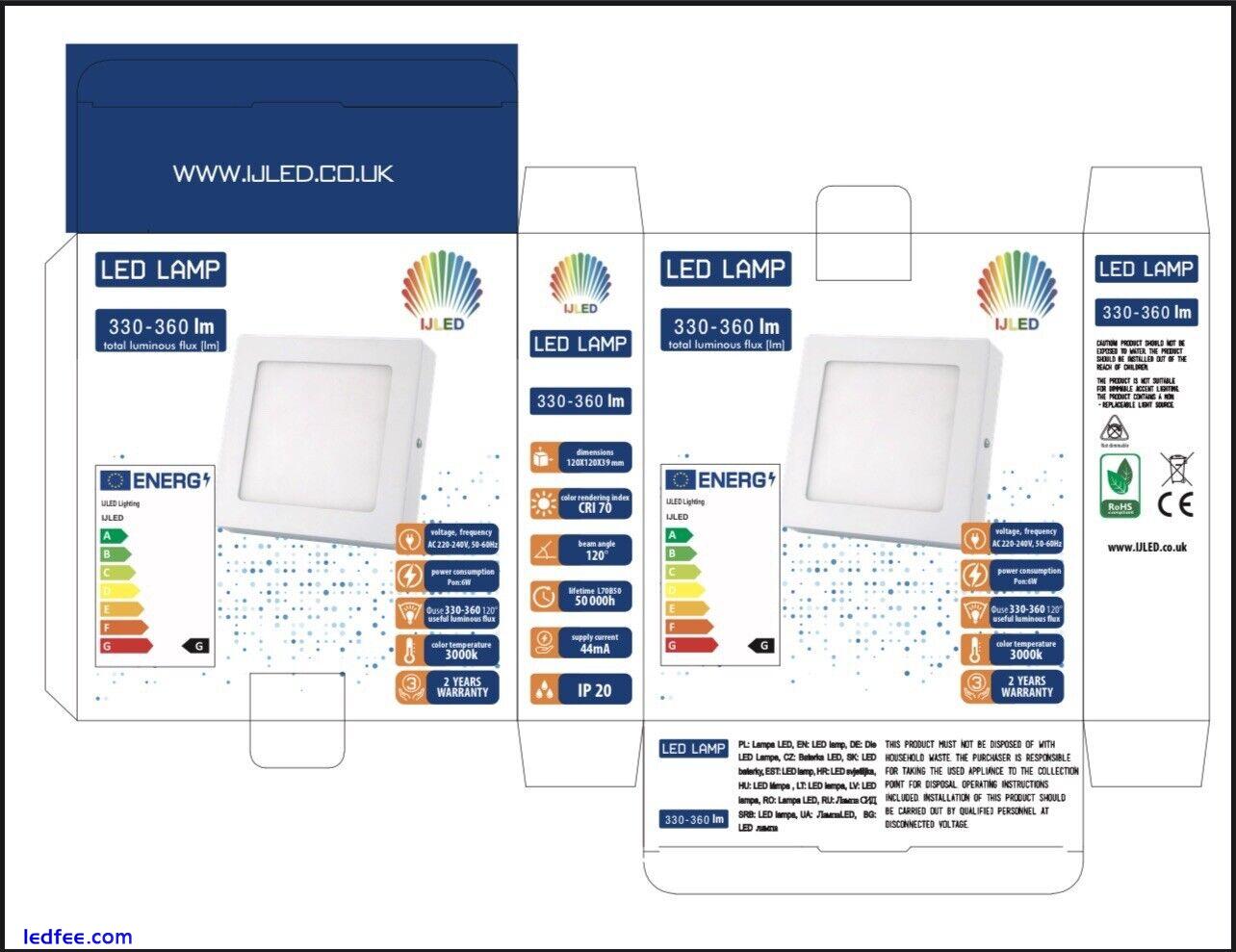 LED Surface Mount Ceiling and Wall light -6W/12W - 3000K 4000K- Square 5 