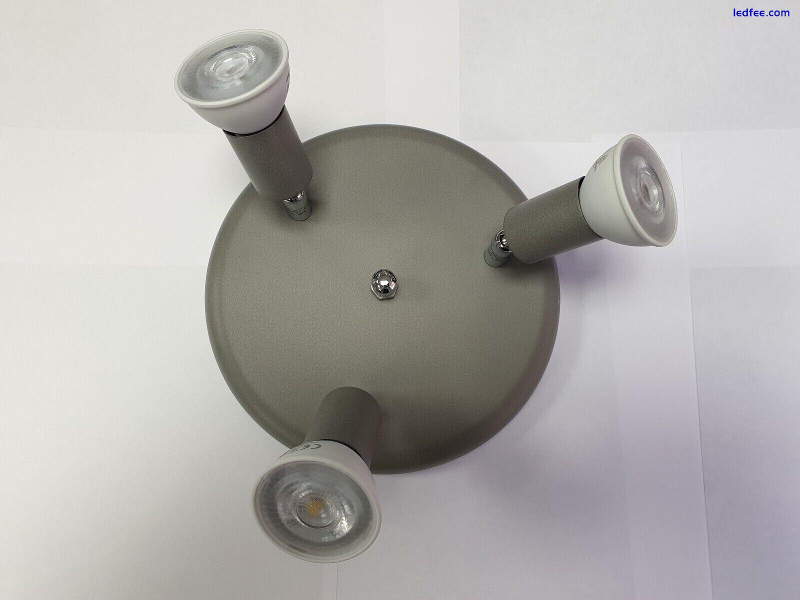  Ceiling Lights Grey 3 Way Adjustable LED GU10 Lamp Kitchen Spotlight Fitting 1 