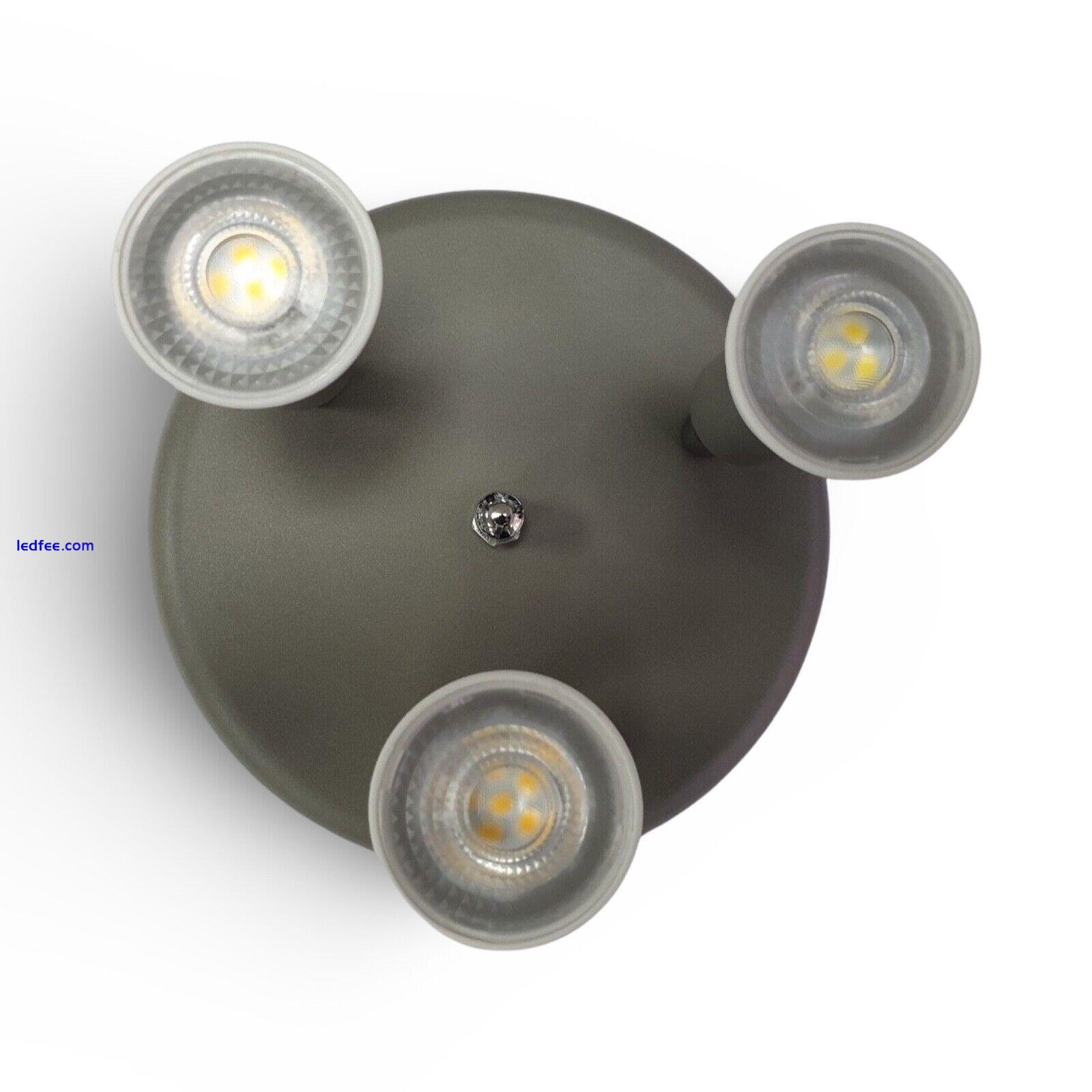  Ceiling Lights Grey 3 Way Adjustable LED GU10 Lamp Kitchen Spotlight Fitting 4 