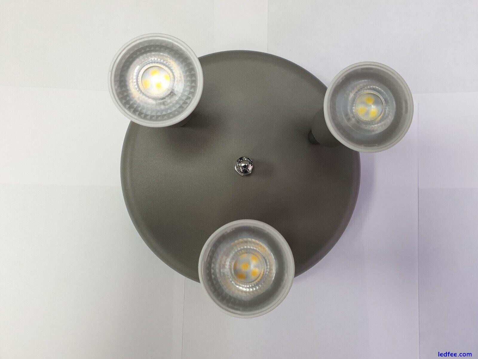  Ceiling Lights Grey 3 Way Adjustable LED GU10 Lamp Kitchen Spotlight Fitting 3 