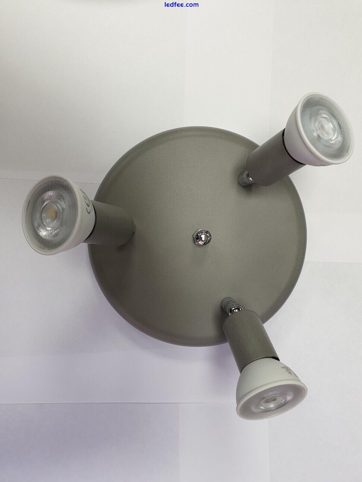  Ceiling Lights Grey 3 Way Adjustable LED GU10 Lamp Kitchen Spotlight Fitting 2 