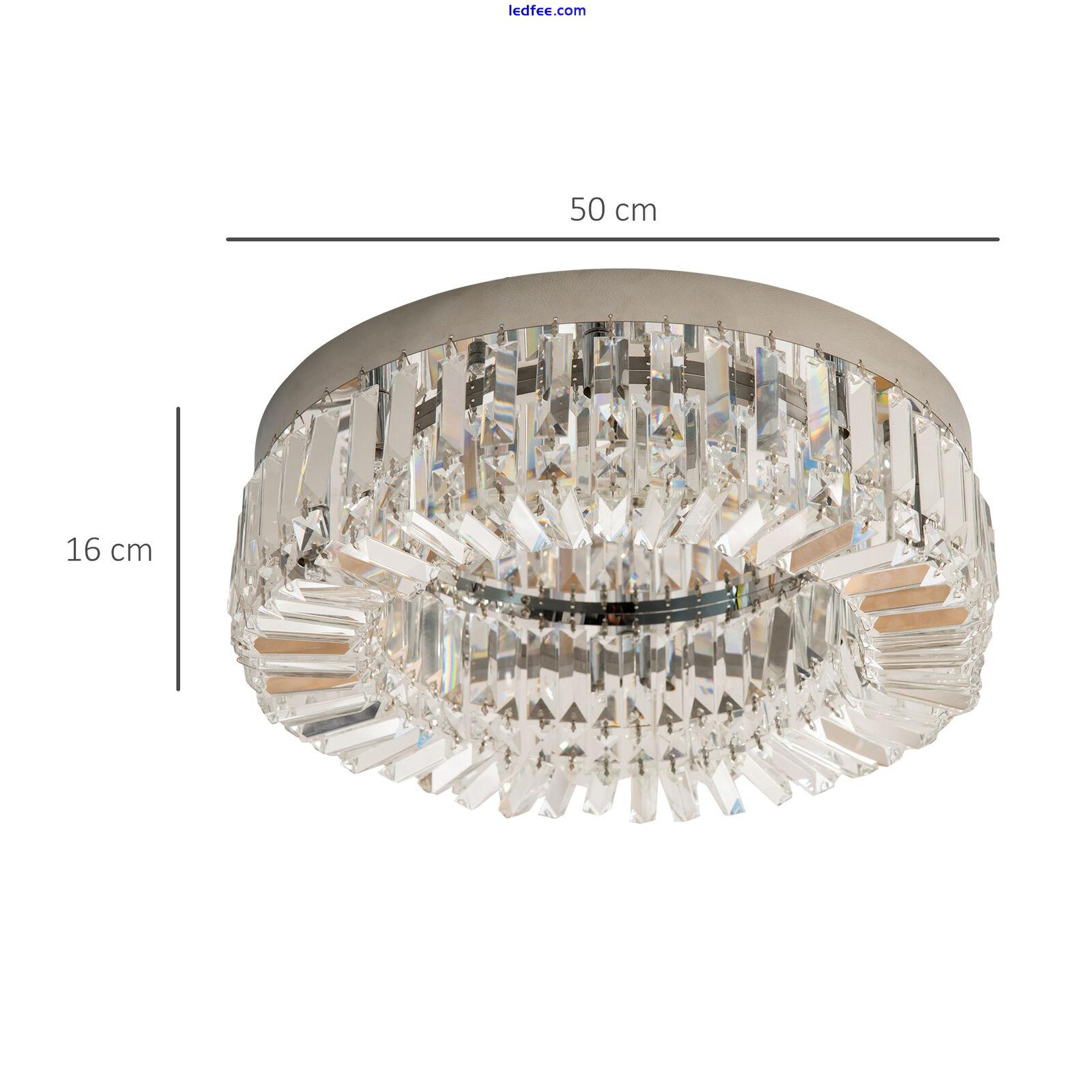 HOMCOM Crystal Ceiling Light Modern Chandeliers for Living Room Bedroom Silver 1 