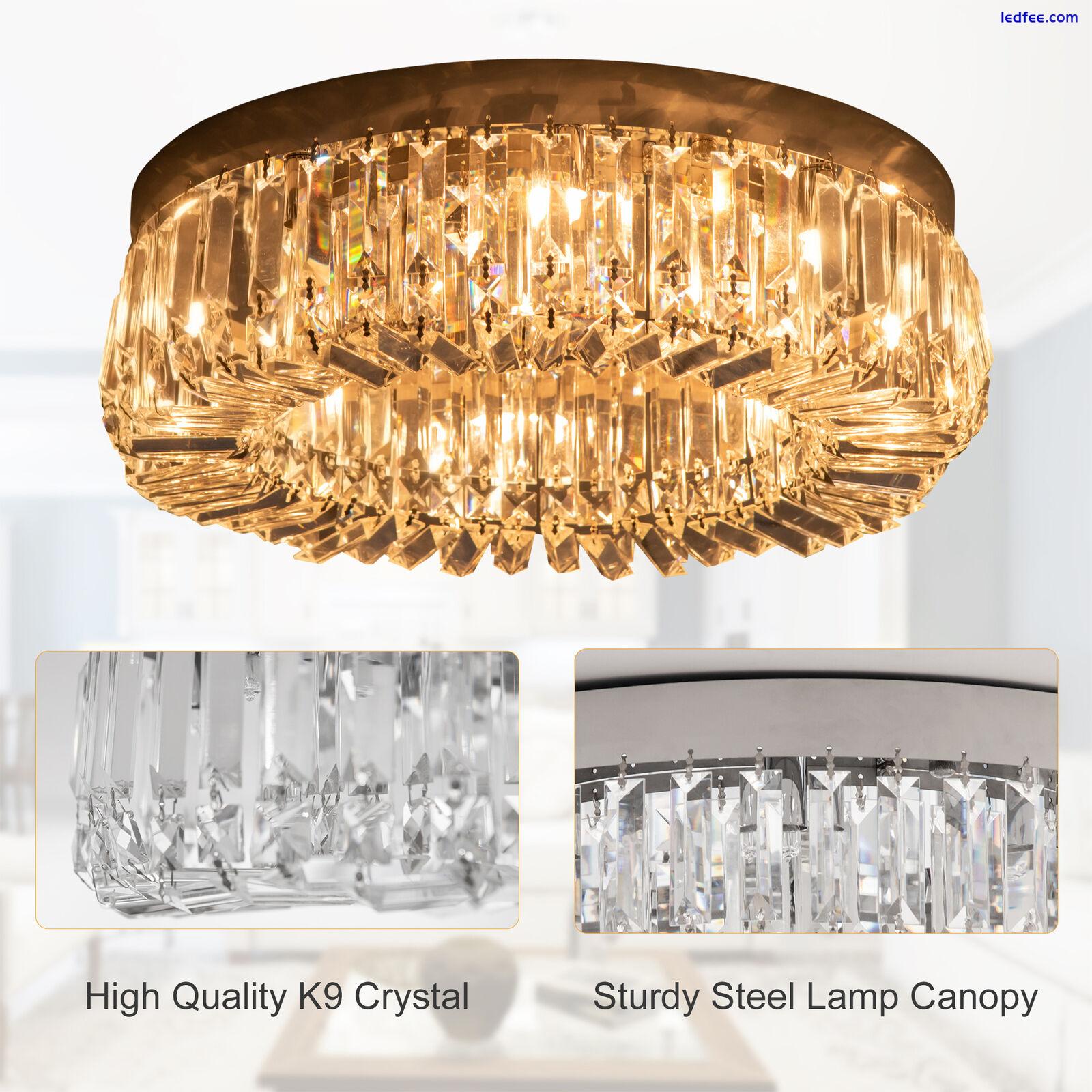 HOMCOM Crystal Ceiling Light Modern Chandeliers for Living Room Bedroom Silver 5 