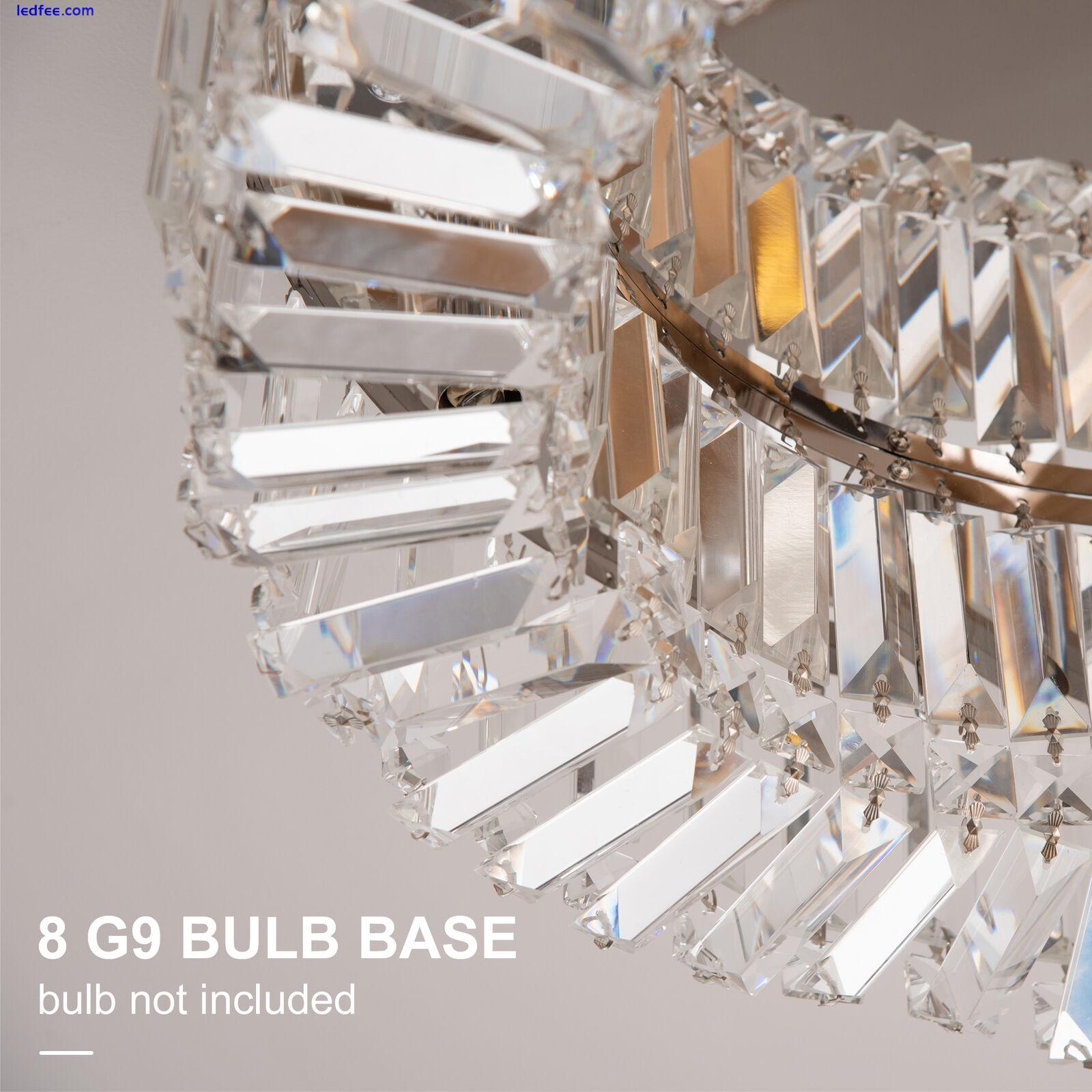 HOMCOM Crystal Ceiling Light Modern Chandeliers for Living Room Bedroom Silver 4 