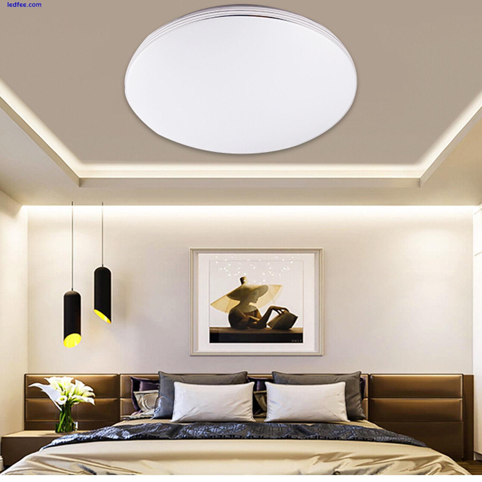 Modern LED Ceiling Light Round Panel Down Lights Bathroom Kitchen Bedroom Lamp 1 